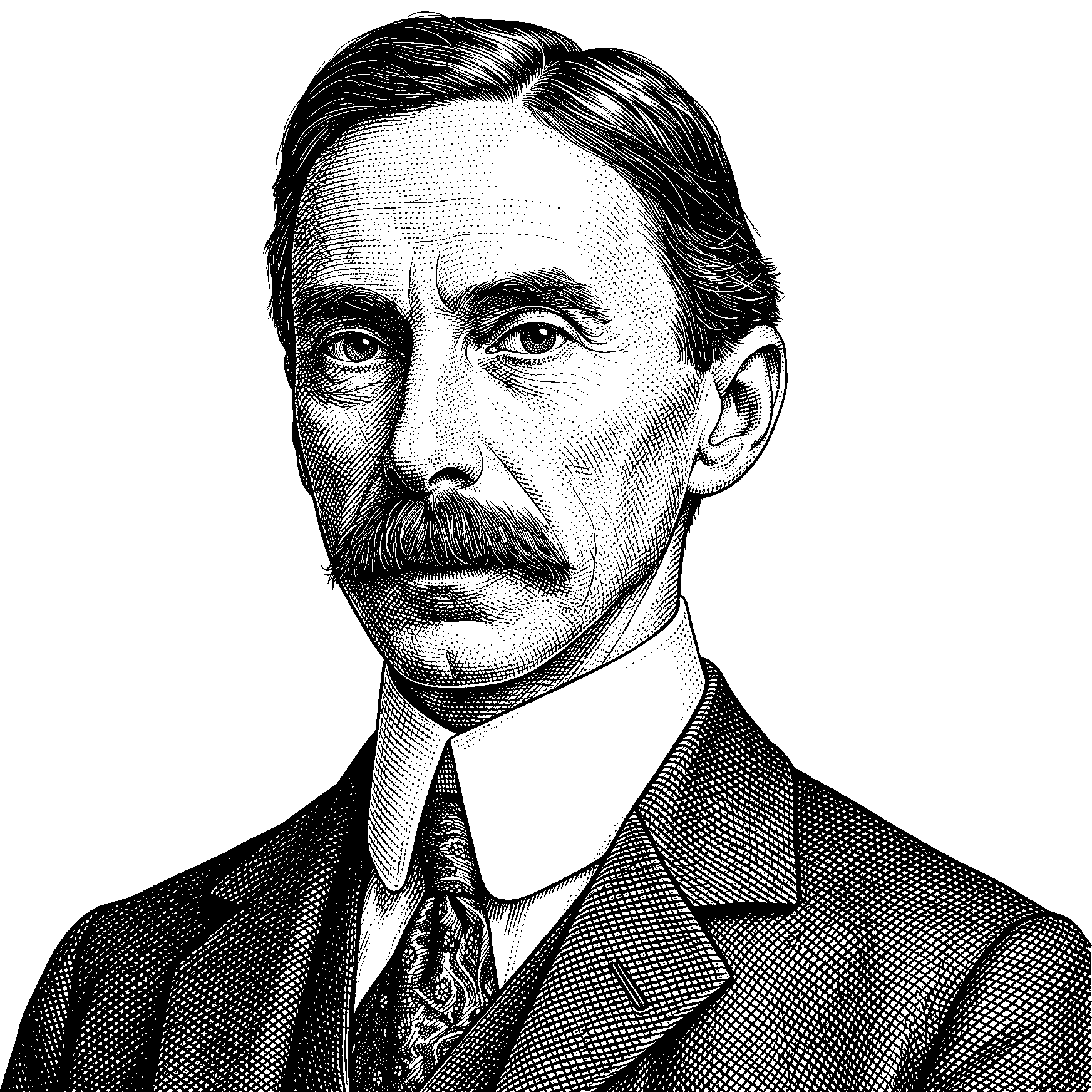 Hedcut portrait of Alfred North Whitehead