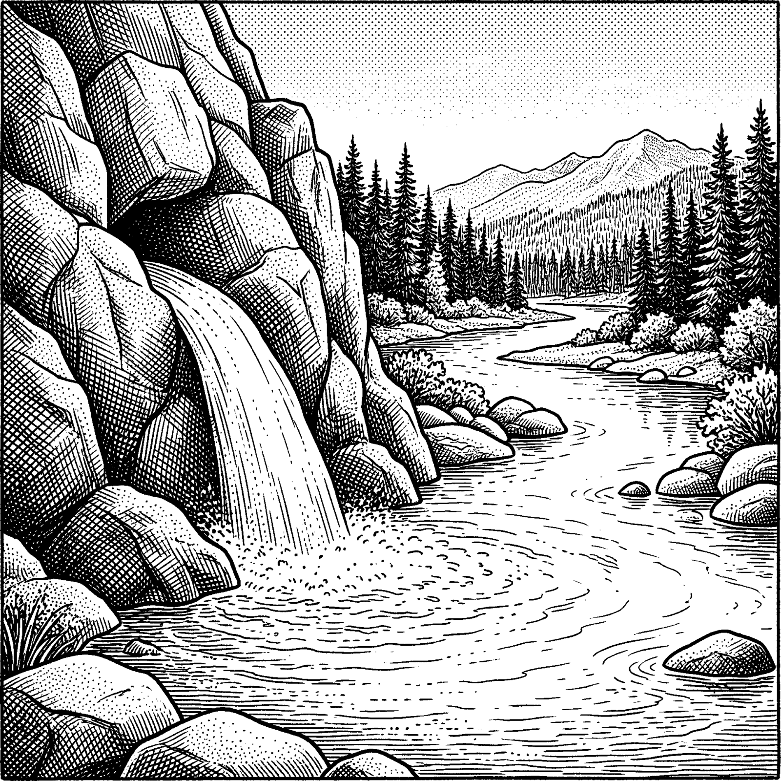Hedcut illustration of The flood of knowledge in Doctrine and Covenants 121:33 envisions learning poured out in accelerating abundance.