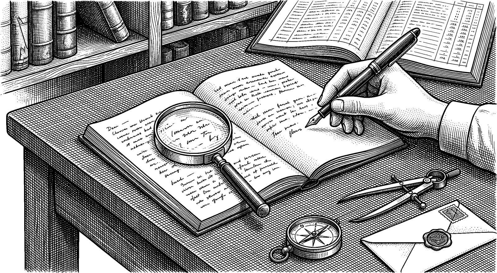 Hedcut illustration of Discernment is not a mystical mood but a practiced discipline—measuring claims against knowledge so guidance can be trusted.