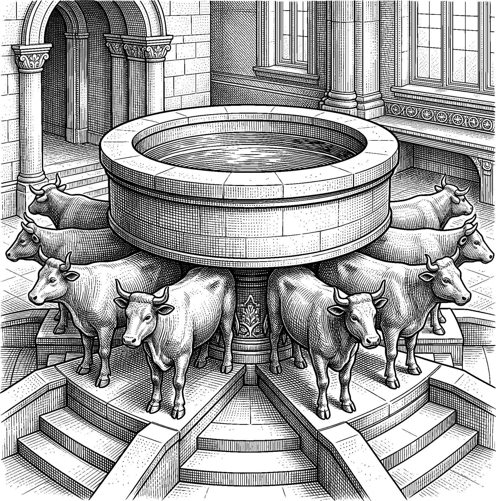 Hedcut illustration of The “first principles and ordinances” sequence in Latter-day Saint thought places baptism after faith, treating it as a concrete next step that follows belief and trust in Christ toward a changed life.