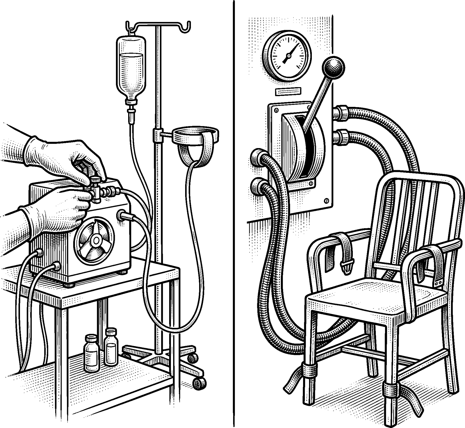 Hedcut illustration of Power over bodies can also become a new source of harm, so the moral question is not novelty but mercy—whether relief reaches those with the least leverage to demand it.