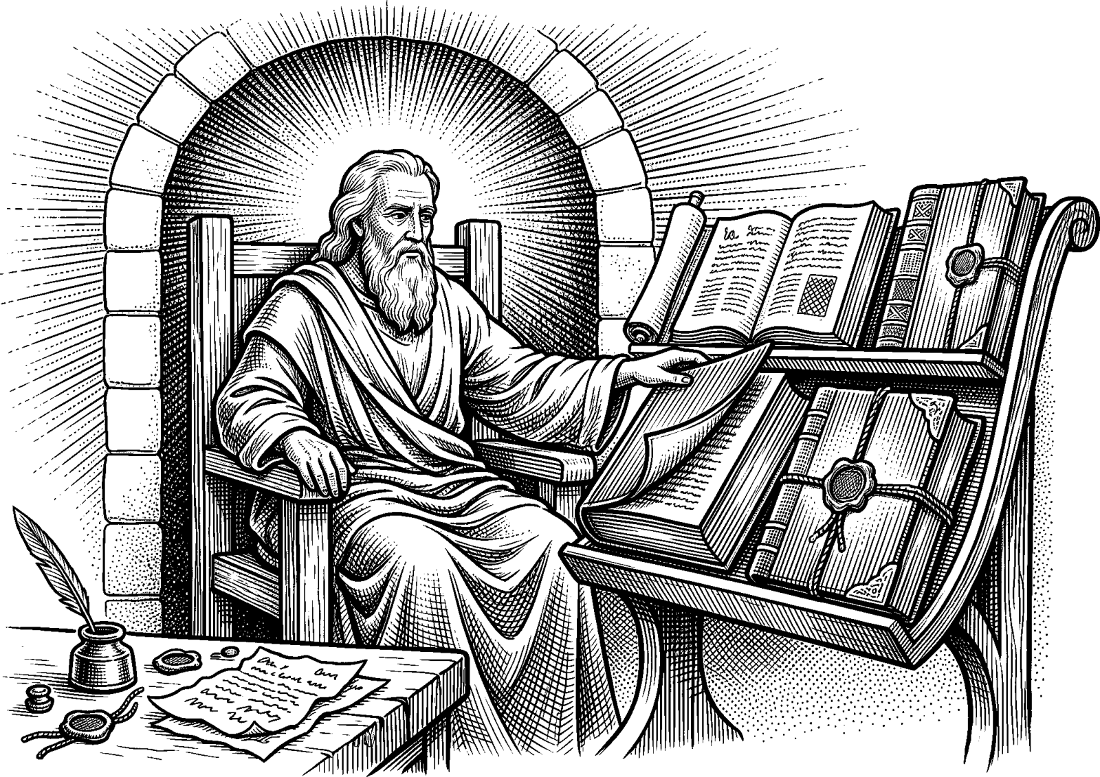Hedcut illustration of Scripture’s record-keeping is not bureaucratic coldness. It insists that persons and actions persist in a universe governed by intelligence, so judgment can be both truthful and merciful.