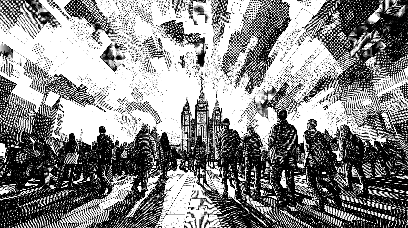 Hedcut illustration of 90 Thoughts on October 2017 General Conference
