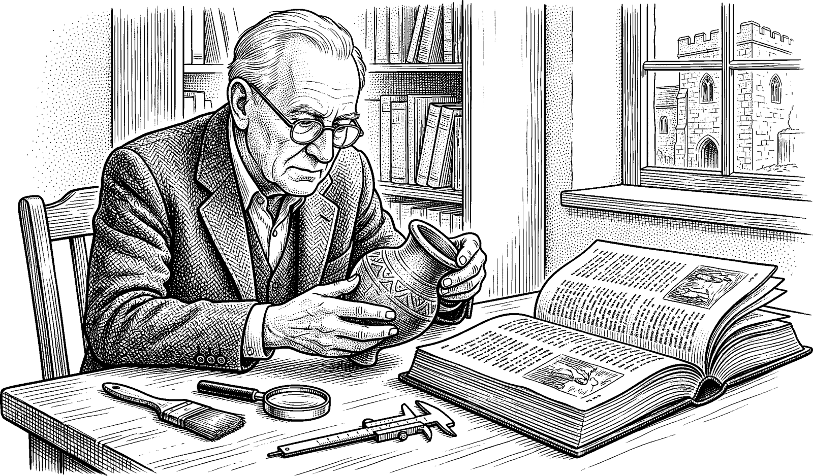 Hedcut illustration of Anthropology holds two distinct projects together: cross-cultural study of human life and a theological account of what a human being is, including origins and divine potential.