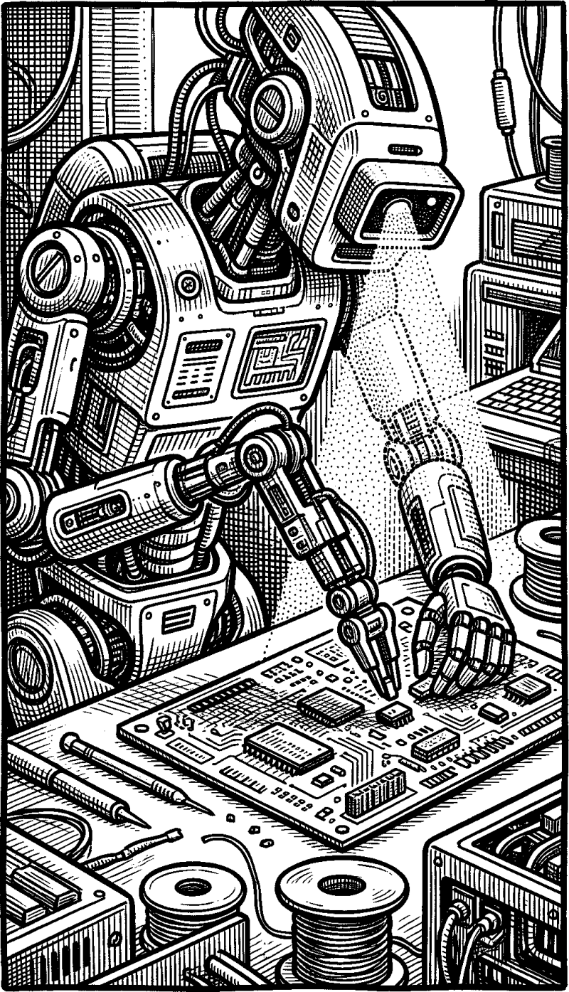 Hedcut illustration of The tradition treats agency as the test of intelligence worth making, emphasizing freedom that enables compassion and creativity rather than mere compliance. Even where present AI systems do not clearly show genuine choice, the standard remains about whether beings can act for reasons rather than only follow commands.