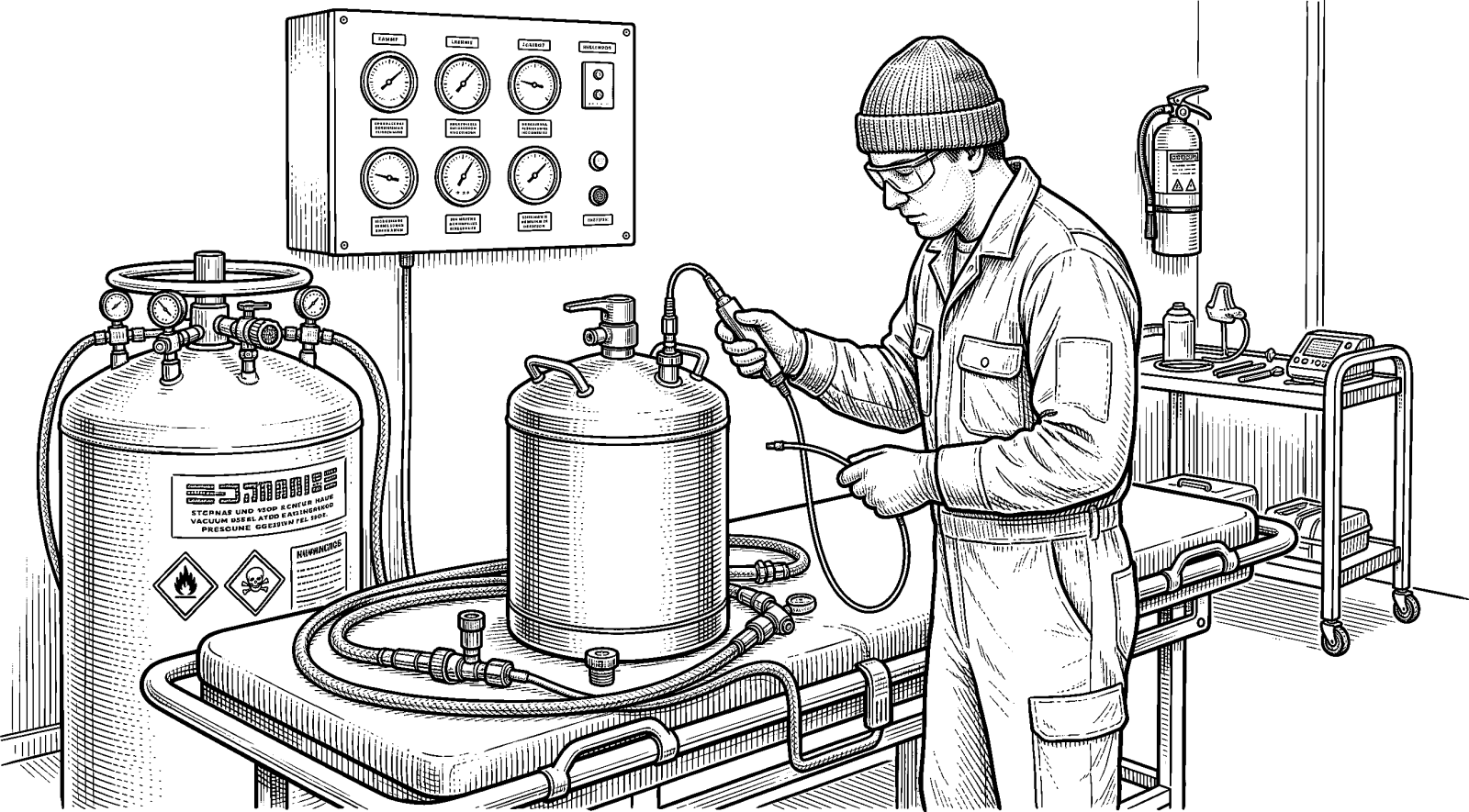 Hedcut illustration of Cryonics providers describe cryopreservation as an attempt to pause biological damage after legal death, trusting that future medical or molecular repair may restore function.