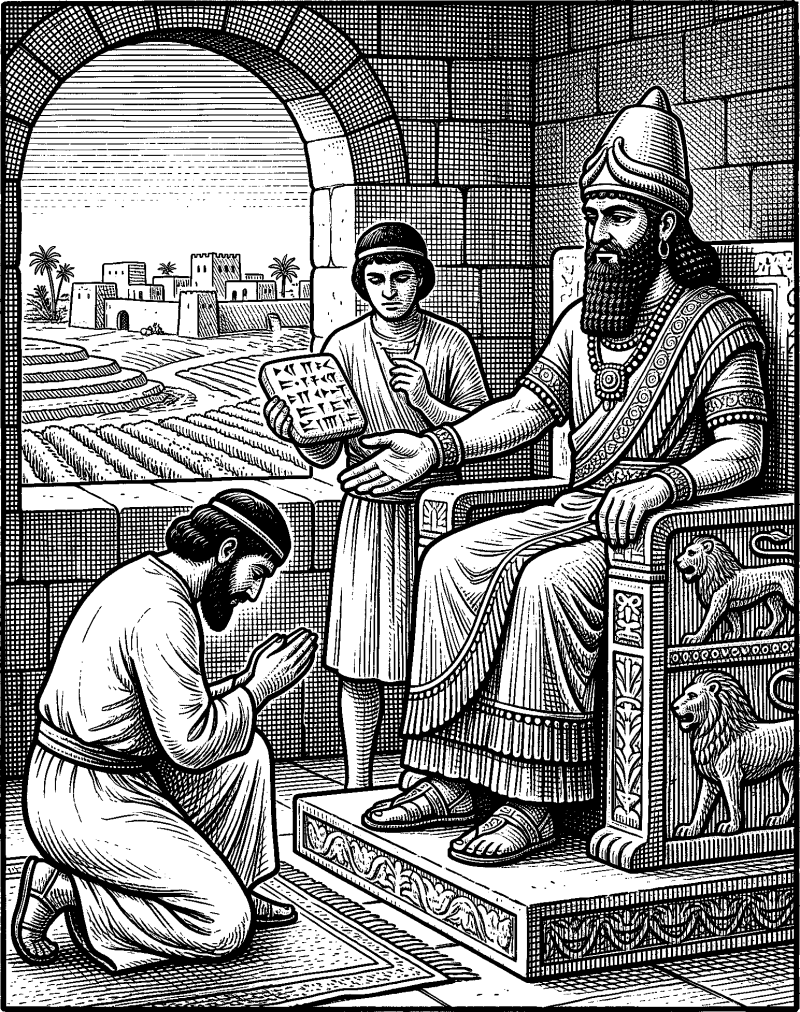 Hedcut illustration of Suzerain-vassal treaty language helps explain how Restoration scripture can present commandments as covenant terms: loyalty to the king’s terms is linked to life in the land he grants and protects.