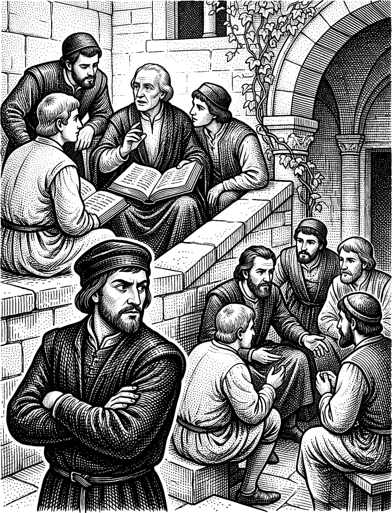 Hedcut illustration of When Paul identifies the evidence of a “carnal” state, he points to communal breakdown—envy, strife, and factional allegiance around competing leaders rather than appetite.