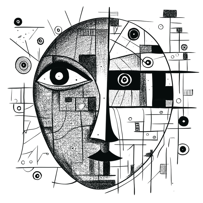 A Mind Forever Voyaging, in the style of Paul Klee - Image generated by MidJourney and then stippled by a human artist