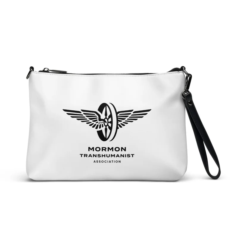 All-Over Print Crossbody Bag in White with Black logo