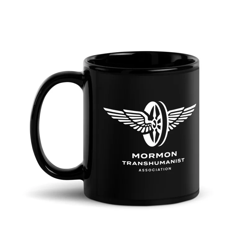 Black Glossy Mug in Black with White logo
