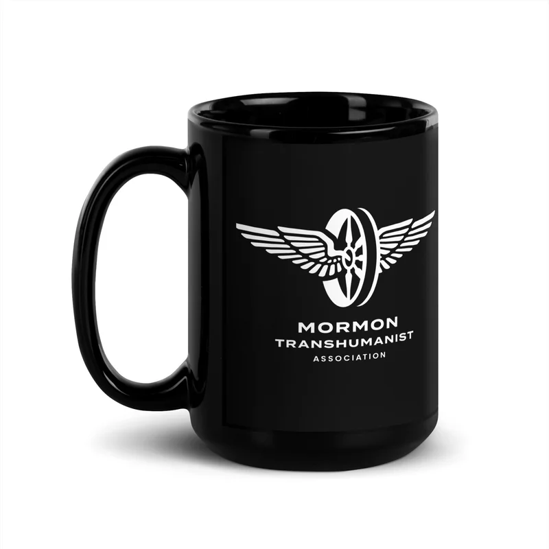 Black Glossy Mug in Black with White logo