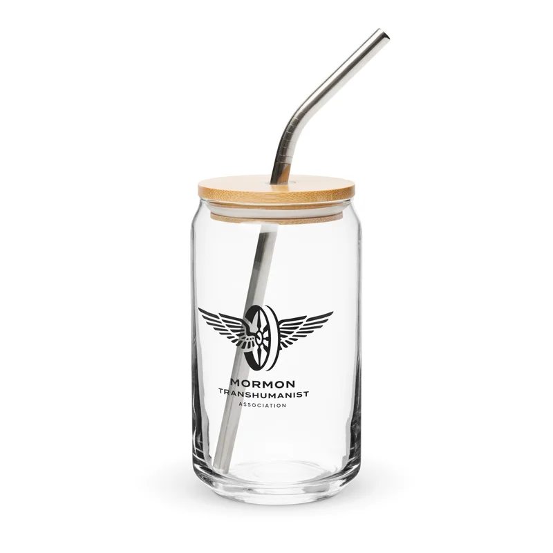 Can-Shaped Glass in Clear with Black logo
