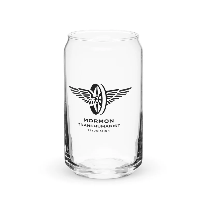 Can-Shaped Glass in Clear with Black logo