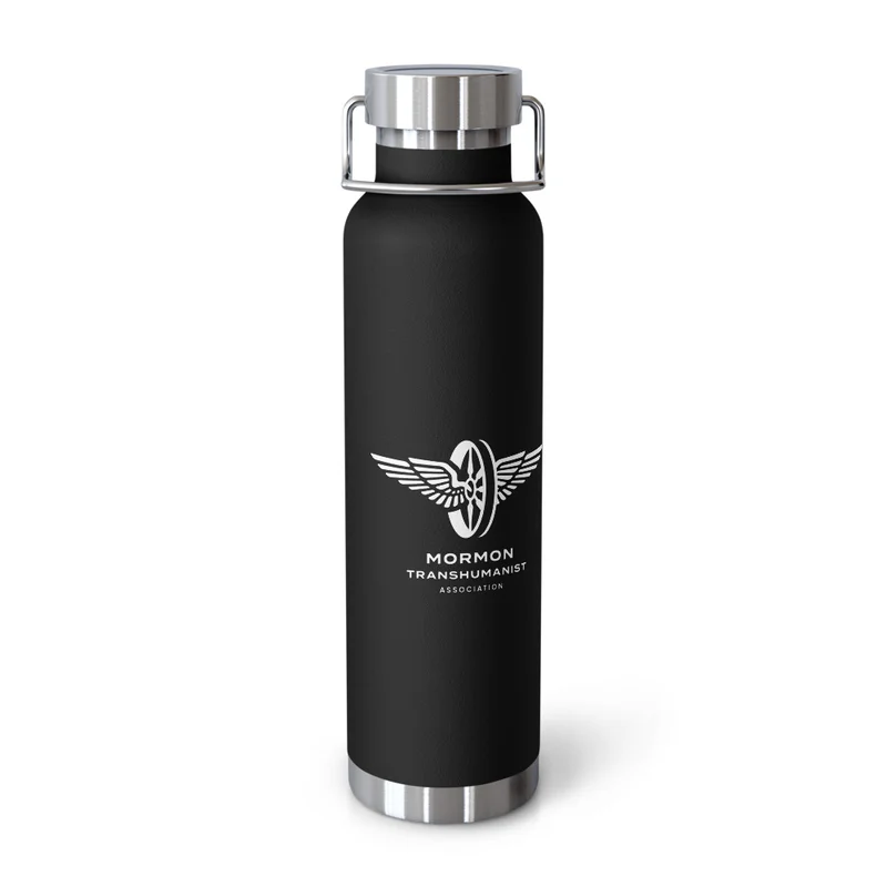 Copper Vacuum Insulated Bottle in Black with White logo