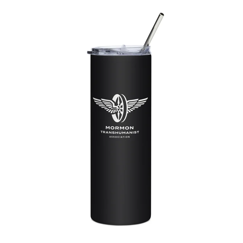 Stainless Steel Tumbler in Black with White logo