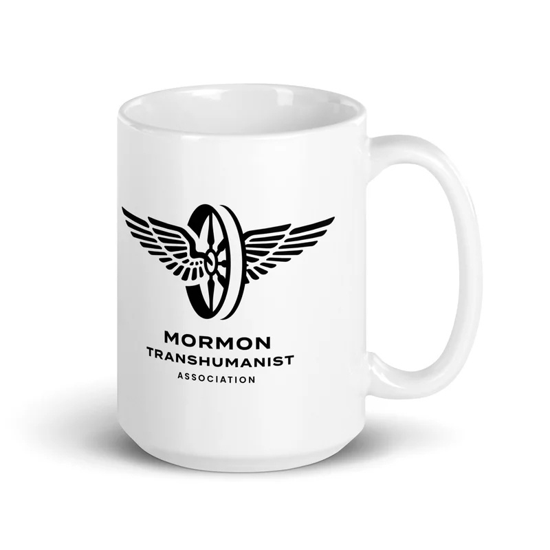 White Glossy Mug in White with Black logo