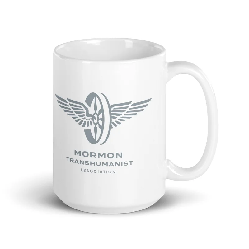 White Glossy Mug in White with Grey logo