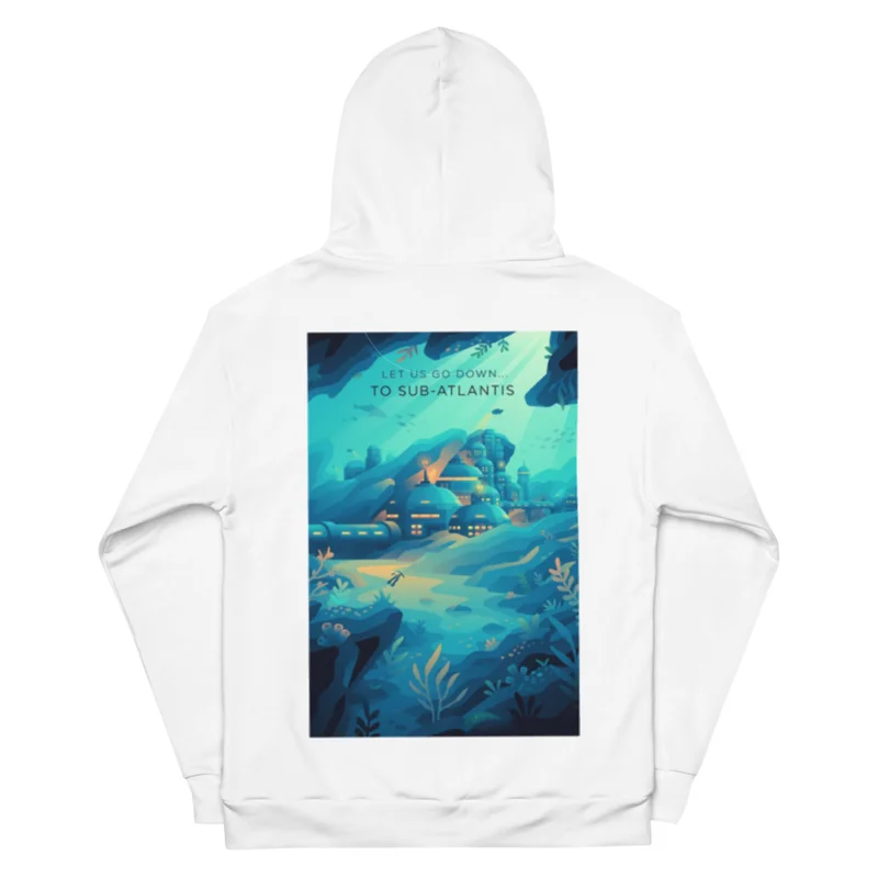 Let Us Go Down Recycled Unisex Hoodie, back view with Let Us Go Down poster art