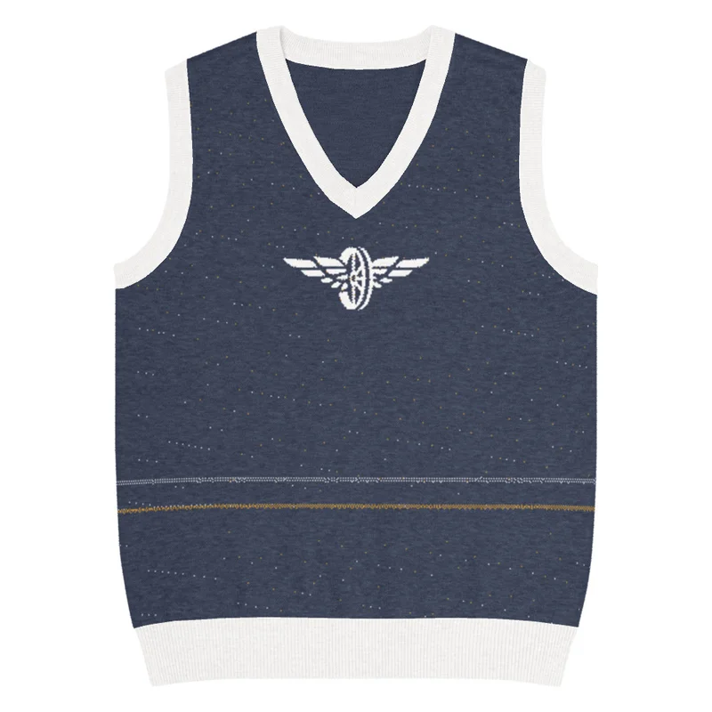 Unisex Knitted V-Neck Vest M front view