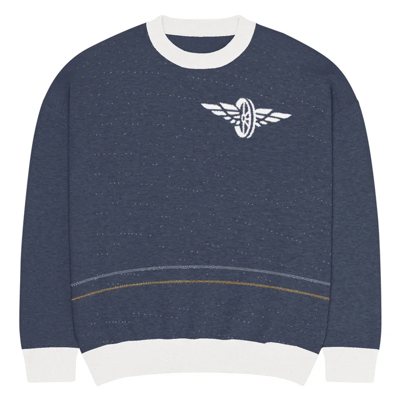 Unisex Relaxed Fit Knitted Crew Neck Sweater M front view