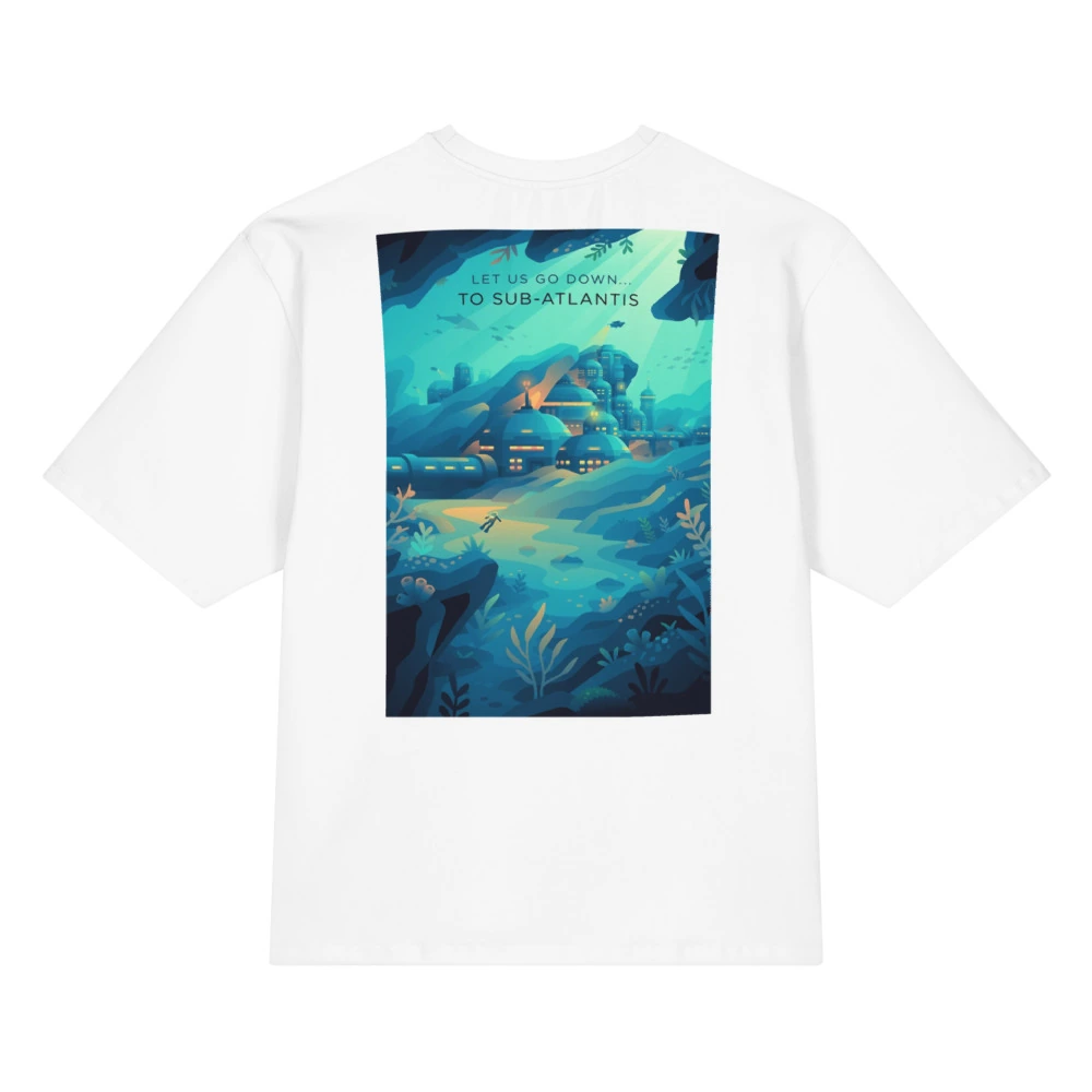 Let Us Go Down Oversized Cotton T-Shirt, back view with Let Us Go Down poster art