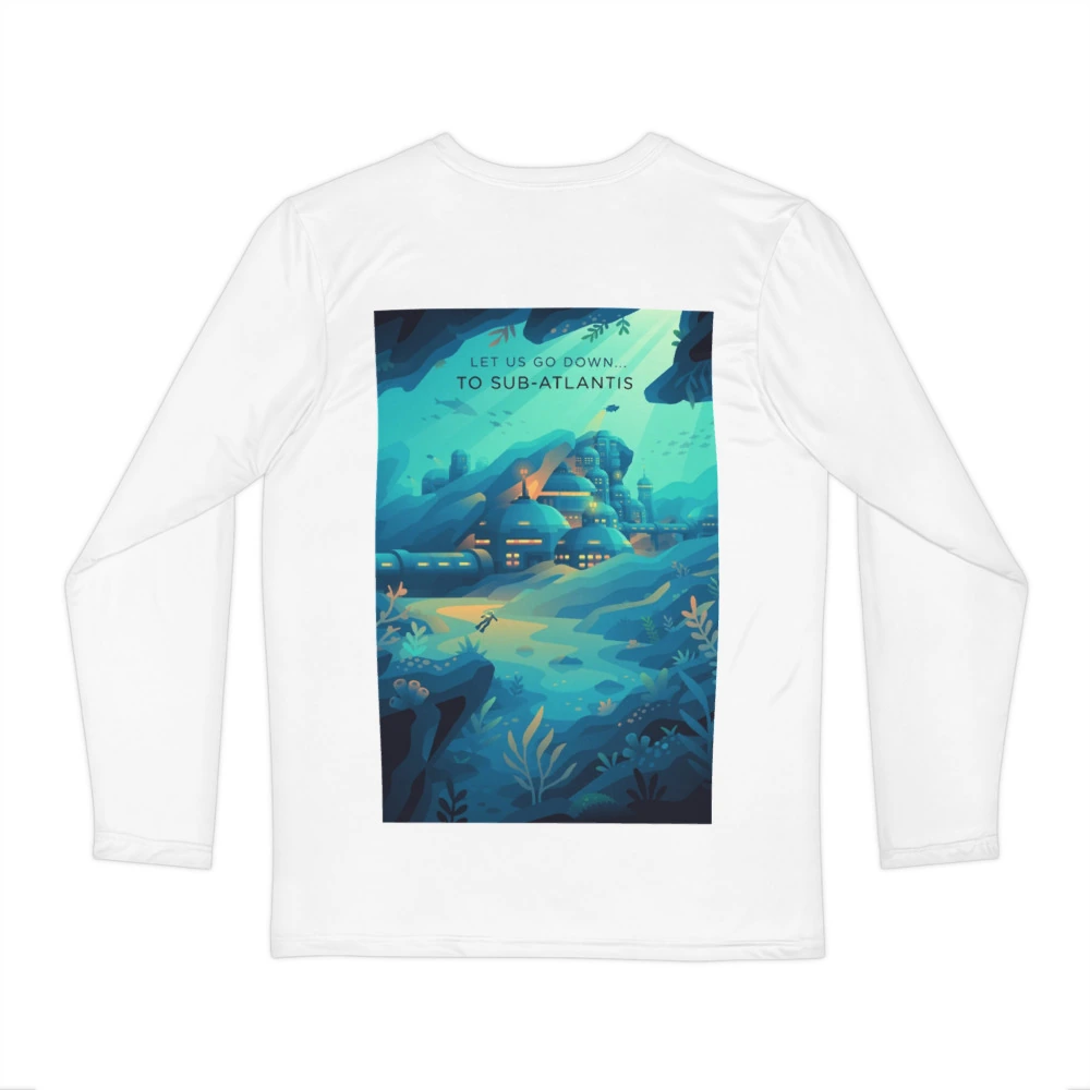 Let Us Go Down Men's Long Sleeve Shirt, back view with Let Us Go Down poster art