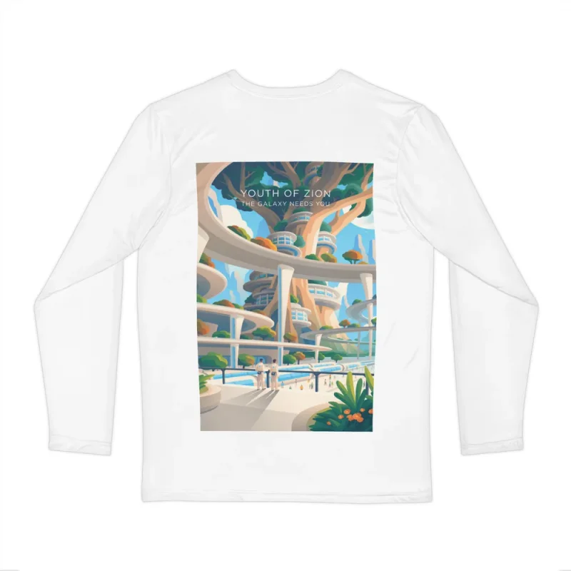 Youth of Zion Men's Long Sleeve Shirt, back view with Youth of Zion poster art