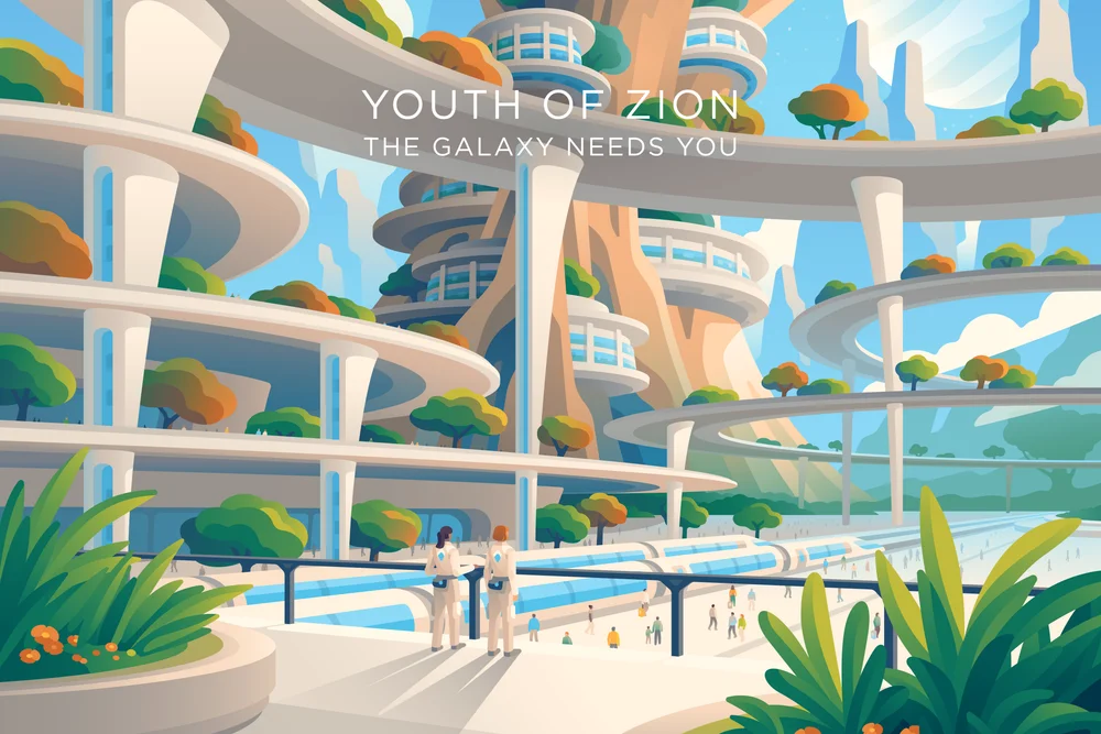 Youth of Zion landscape slogan only